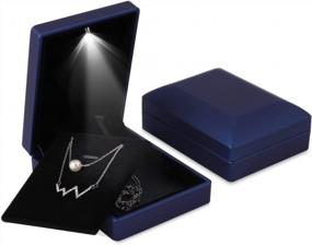 img 2 attached to 2шт светодиодный кулон шкатулка для украшений с подсветкой для ожерелья дисплей для предложения, помолвки, свадебный подарок-темно-синий