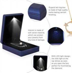 img 1 attached to 2шт светодиодный кулон шкатулка для украшений с подсветкой для ожерелья дисплей для предложения, помолвки, свадебный подарок-темно-синий
