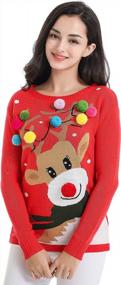 img 1 attached to V28 Women Varied Ugly Christmas Sweater Merry Reindeer Shirt Knit Pullover
