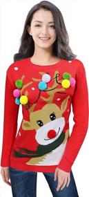 img 4 attached to V28 Women Varied Ugly Christmas Sweater Merry Reindeer Shirt Knit Pullover