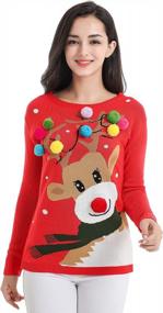 img 3 attached to V28 Women Varied Ugly Christmas Sweater Merry Reindeer Shirt Knit Pullover