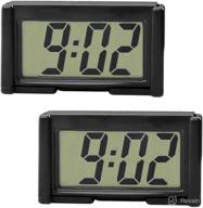 🕒 2-pieces mini car clock - auto digital time dashboard clock for vehicle - self-adhesive bracket and digital display (black) logo