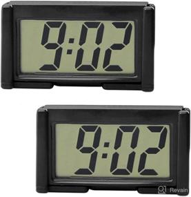 img 4 attached to 🕒 2-Pieces Mini Car Clock - Auto Digital Time Dashboard Clock for Vehicle - Self-Adhesive Bracket and Digital Display (Black)