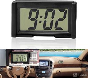 img 3 attached to 🕒 2-Pieces Mini Car Clock - Auto Digital Time Dashboard Clock for Vehicle - Self-Adhesive Bracket and Digital Display (Black)