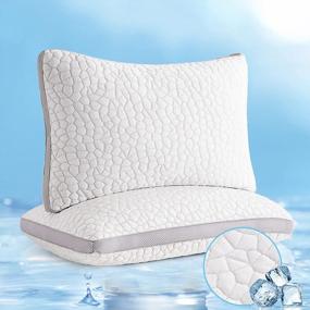 img 4 attached to EASELAND Cooling Bed Pillows [Queen Size Set of 2] - Мягкие роскошные отельные подушки со складками для сна, высококачественный бамбуковый вискоза и охлаждающая ткань