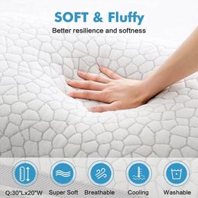 img 1 attached to EASELAND Cooling Bed Pillows [Queen Size Set of 2] - Мягкие роскошные отельные подушки со складками для сна, высококачественный бамбуковый вискоза и охлаждающая ткань