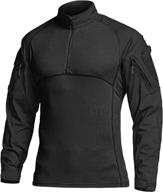 cqr men's tactical combat shirt - camo bdu long sleeve assault top with 1/4 zip for military edc logo