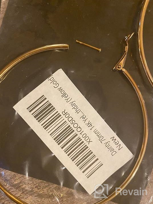 img 1 attached to Dainty 70mm 14K Yellow Gold Silver Big Large Hoop Earrings: Stylish, Hypoallergenic, Perfect Gift for Women and Girls with Sensitive Ears review by Becky Williams