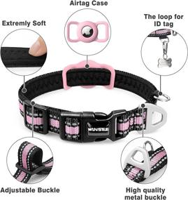 img 1 attached to 🐱 WINSEE Airtag Cat Collar: Reflective Nylon Collar with Silicone Case for Apple Airtags - Pet Airtag Holder for Cats and Small Dogs (XS: 8"-12" Neck, Pink)