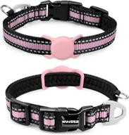 🐱 winsee airtag cat collar: reflective nylon collar with silicone case for apple airtags - pet airtag holder for cats and small dogs (xs: 8"-12" neck, pink) logo