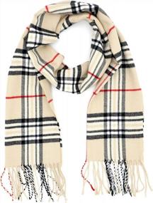 img 4 attached to Unisex Cashmere Feel Winter Scarf - Achillea Soft & Warm Tartan Plaid Checked