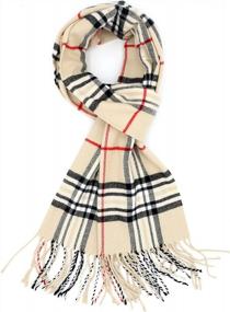 img 3 attached to Unisex Cashmere Feel Winter Scarf - Achillea Soft & Warm Tartan Plaid Checked
