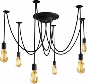 img 3 attached to 6-Head Fuloon Vintage Edison Industrial Ceiling Lamp W/ Remote Control - DIY Adjustable Chandelier For Modern Chic Dining Room Decor.