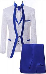 img 2 attached to Paisley Slim Fit White Premium Floral Tuxedo Prom Wedding Groom 3 Pieces Suits