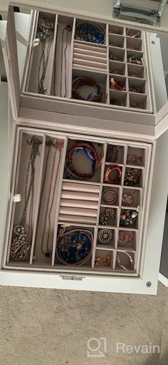 img 1 attached to BEWISHOME Black Jewelry Organizer Box For Women - 35 Compartments, 2 Layers, 6 Necklace Hooks, And Display Storage Case - Ideal Jewelry Holder For Girls, SSH71B review by Derek Jha
