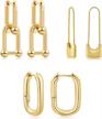 14k gold plated y2k style chunky earring link chain set for women and girls logo
