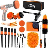 21-piece car cleaning tools kit - detailing brush, drill brush, wire brush, wash brush set - ideal for wheels, interior, exterior, leather, air vents, emblems логотип