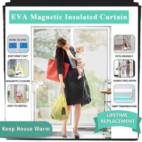 img 4 attached to IKSTAR Magnetic Door Cover With Draft Stopper: Insulated And Thermal, Fits Doors Up To 36"X82", Perfect For Indoor And Outdoor Use, Walk Through Hands Free With Closure For Kids/Pets