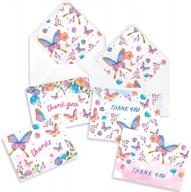 butterfly thank you cards - set of 40 (10 each design) 4x6 inches - ideal for weddings, bridal showers, sympathy, and mother's day - thank you notes featuring butterflies - includes printed envelopes logo