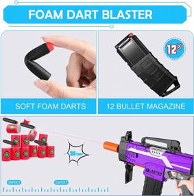 img 3 attached to Motorized Toy Foam Blaster Gun With 100 Pcs Darts For 6-10 Year Old Boys & Girls, DIY Automatic Machine Gun Outdoor Games - Snowcinda (Purple)