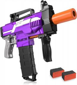 img 4 attached to Motorized Toy Foam Blaster Gun With 100 Pcs Darts For 6-10 Year Old Boys & Girls, DIY Automatic Machine Gun Outdoor Games - Snowcinda (Purple)