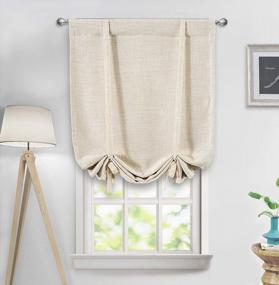 img 4 attached to Room Darkening Linen Textured Tie-Up Balloon Curtain For Small Windows - Thermal Insulated - 31X47 Inch - Beige