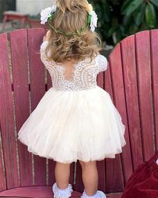 img 1 attached to Toddler Full Length Straight Flower Sleeve Wine Girls' Clothing : Dresses