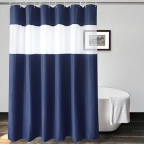 img 4 attached to Navy Blue Shower Curtain With White Mesh Window - Waterproof, Hotel Quality Waffle Fabric, 72 X 72 Inch
