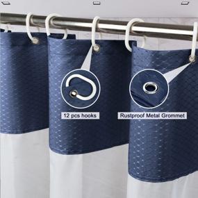 img 3 attached to Navy Blue Shower Curtain With White Mesh Window - Waterproof, Hotel Quality Waffle Fabric, 72 X 72 Inch