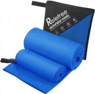 relefree microfiber towel set - quick dry, ultra absorbent camping towels in xl (60x30’’) and xs (24x15’’) sizes - ideal for sports, travel, camping, swimming, and backpacking logo