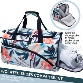 img 3 attached to Ondine Lotus Travel Duffle Bag For Women - Large 61L Weekend Bag With Shoe Compartment, Waterproof Sports Backpack For Football, And Overnight Trips - COTEY 25