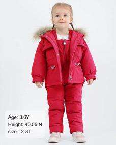 img 3 attached to WESIDOM Toddler Winter Outfit Sets - Children'S Hooded Artificial Fur Down Jacket And Ski Bib Pants Snowsuit For Boys And Girls