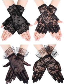 img 4 attached to 🧤 Special Occasion Women's Fingerless Gloves - Protecting Wedding Accessories for Women