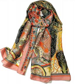 img 3 attached to Women'S Long Floral Satin Scarf - Luxurious Shanlin Silk Feel With Gift Box