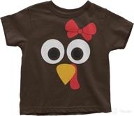 threadrock turkey face with red bow little girls' toddler t-shirt логотип