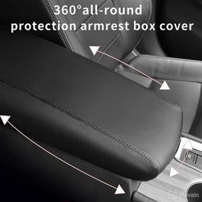 img 2 attached to 🚗 Waterproof Faux Leather Car Armrest Cover Seat Box Protector for Nissan Altima 2019-2022, TTX LIGHTING Automotive Center Console Cover (Black)