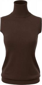 img 4 attached to Allsense Women'S Sleeveless Ribbed Pullover Turtleneck Knit Sweater Tunic S Brown