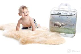 img 4 attached to XL New Zealand Baby Sheepskin Rug - Ethically Sourced, Silky Soft 🐑 Natural Length Wool, Premium Quality, Un-Shorn Baby Care Lambskin, 37+ Inches in Length