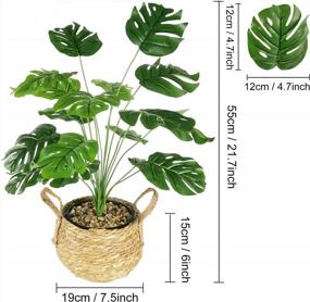 img 4 attached to 22 "Тропическое растение с расщепленными листьями - BeGrit Faux Monstera Настольное растение для декора домашнего офиса и подарка на новоселье