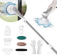 🧼 gimify electric spin scrubber: cordless power rechargeable shower cleaning brush with adjustable handle, 6 replaceable heads, portable for floor, bathroom, bathtub, toilet, tile, grout logo