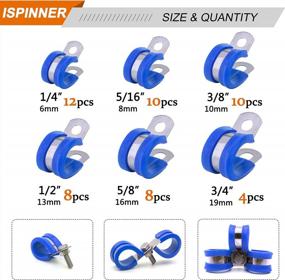 img 3 attached to ISPINNER 52Pcs Cable Clamps Assortment Kit, 304 Stainless Steel Rubber Cushion Pipe Clamps In 6 Sizes 1/4" 5/16" 3/8" 1/2" 5/8" 3/4" (Blue)