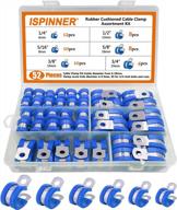 ispinner 52pcs cable clamps assortment kit, 304 stainless steel rubber cushion pipe clamps in 6 sizes 1/4" 5/16" 3/8" 1/2" 5/8" 3/4" (blue) logo
