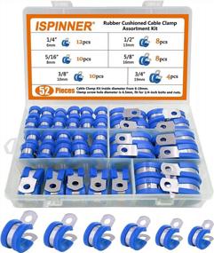 img 4 attached to ISPINNER 52Pcs Cable Clamps Assortment Kit, 304 Stainless Steel Rubber Cushion Pipe Clamps In 6 Sizes 1/4" 5/16" 3/8" 1/2" 5/8" 3/4" (Blue)
