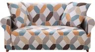 protect and refresh your loveseat with neween's geometric printed stretch sofa cover set! logo