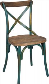 img 2 attached to 🪑 ACME 73072 Zaire Walnut & Antique Turquoise Side Chair - Enhanced for SEO