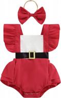 0-18m newborn baby girl christmas outfit: ruffle fly sleeve romper + belt backless bodysuit jumpsuit w/ headband set logo