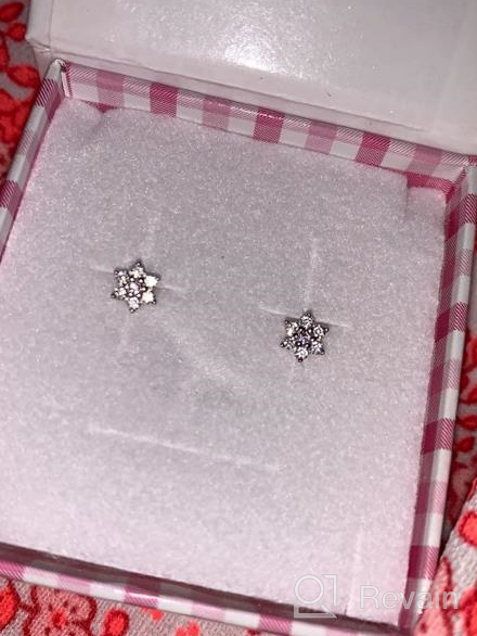 img 1 attached to 925 Sterling Silver 5mm Multicolored CZ Flower Screw Back Earrings for Young Girls - Delicate Floral Screw Back Earrings for Infants, Toddlers - CZ Flower Studs with Secure Screw Back Locking for Children review by Abbie Garcia