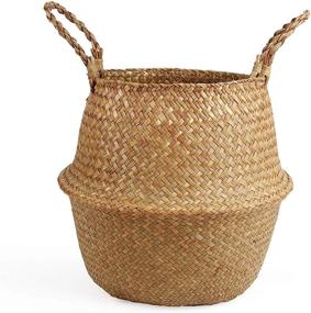 img 4 attached to Small Seagrass Belly Basket By BlueMake - Perfect For Storage, Plant Pot, Laundry, Picnic & Grocery!