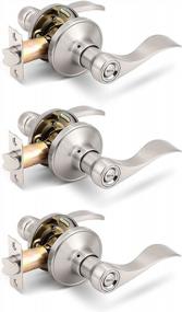 img 4 attached to Satin Nickel Door Lock Handles For Bed And Bath Privacy - Set Of 3 Without Key