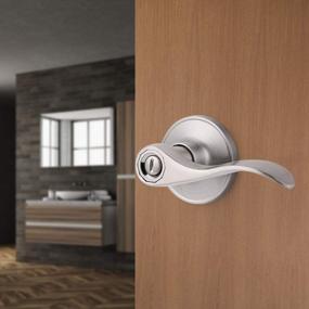 img 3 attached to Satin Nickel Door Lock Handles For Bed And Bath Privacy - Set Of 3 Without Key